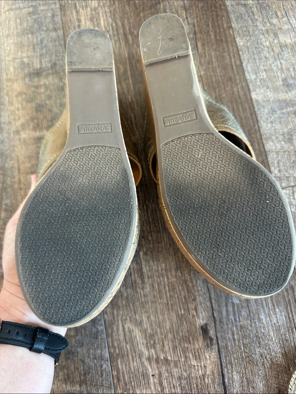 Sonoma Metallic Bronze Crisscross Cork Wedge Sandals